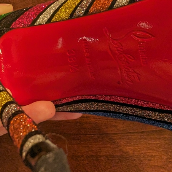 Gorgeous Christian Louboutin So Kate Stripey Glitter Multi Sz 38.5/ 8 - Picture 8 of 16